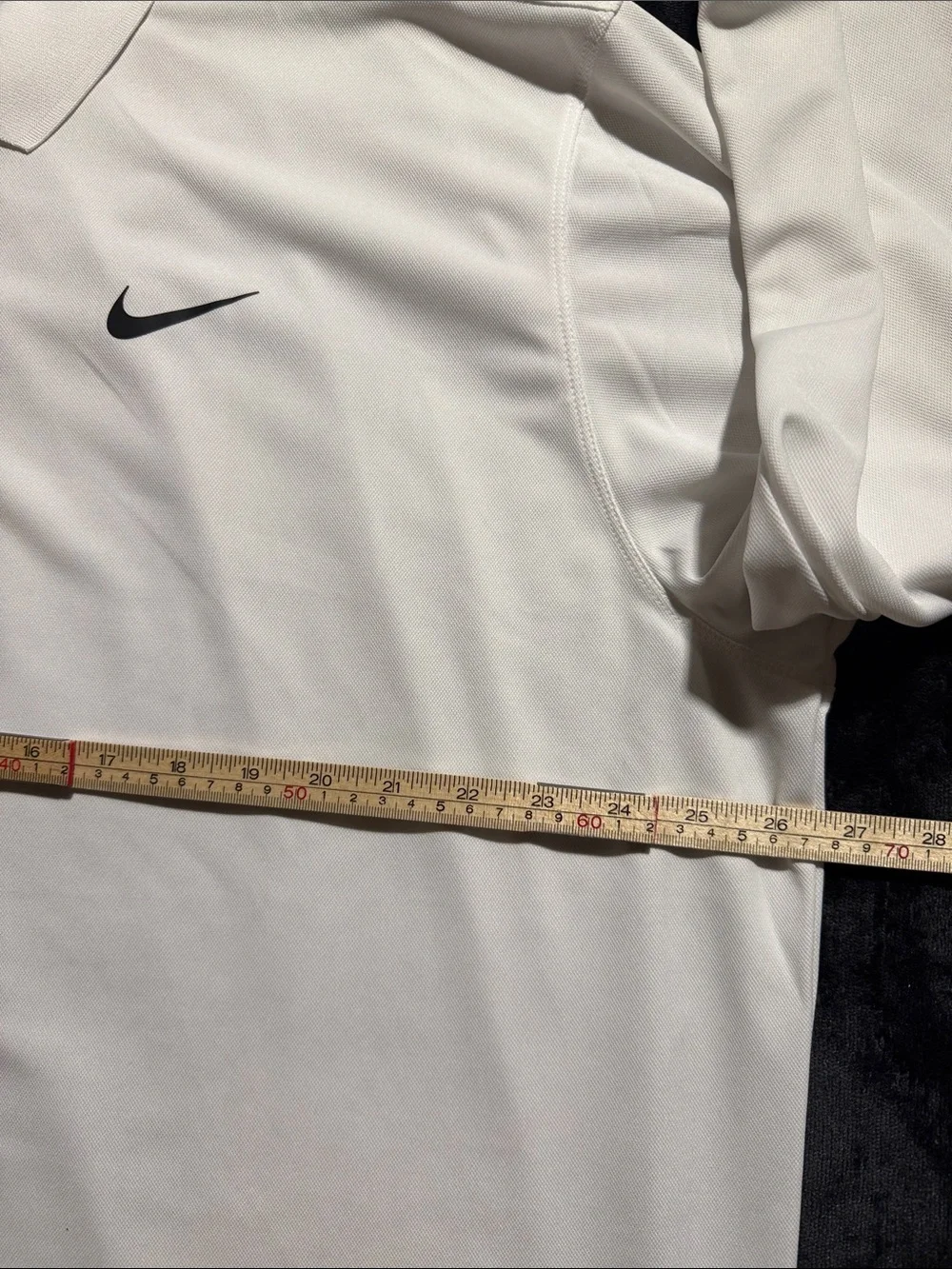 Nike White Long-Sleeve Polo Shirt with Black Swoosh